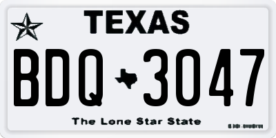 TX license plate BDQ3047
