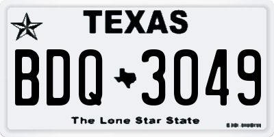 TX license plate BDQ3049