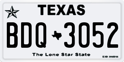 TX license plate BDQ3052