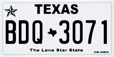 TX license plate BDQ3071