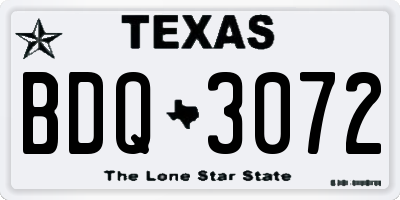 TX license plate BDQ3072