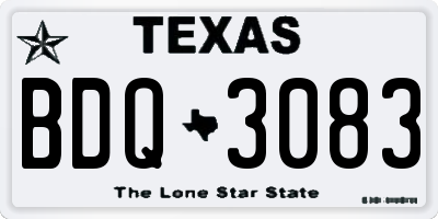 TX license plate BDQ3083