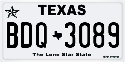 TX license plate BDQ3089