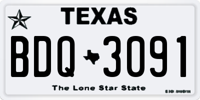 TX license plate BDQ3091