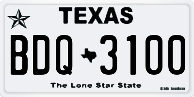 TX license plate BDQ3100