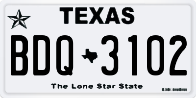 TX license plate BDQ3102