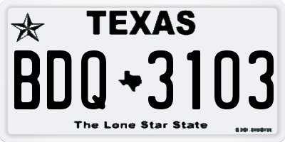 TX license plate BDQ3103