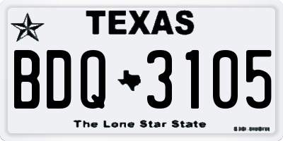 TX license plate BDQ3105