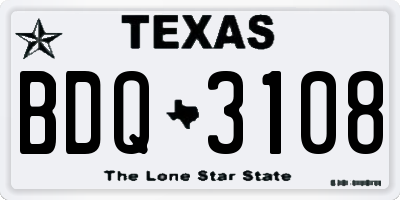 TX license plate BDQ3108
