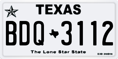 TX license plate BDQ3112