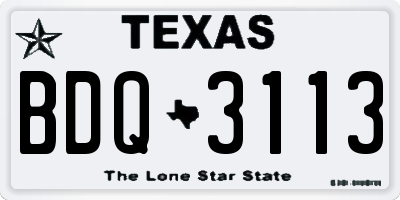 TX license plate BDQ3113