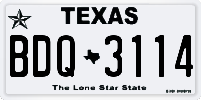 TX license plate BDQ3114