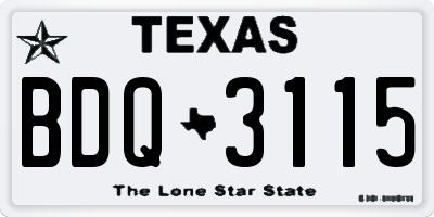 TX license plate BDQ3115