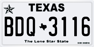 TX license plate BDQ3116