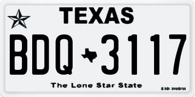 TX license plate BDQ3117