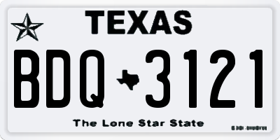 TX license plate BDQ3121