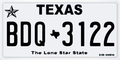 TX license plate BDQ3122