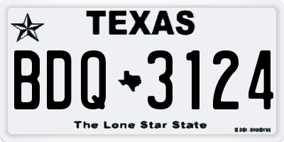 TX license plate BDQ3124