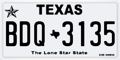 TX license plate BDQ3135