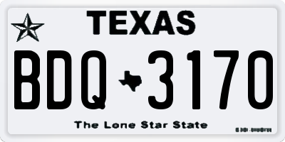 TX license plate BDQ3170