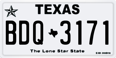 TX license plate BDQ3171