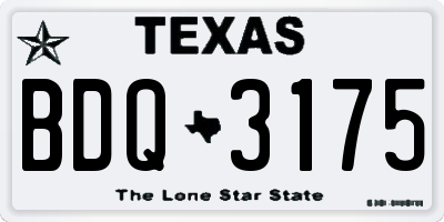 TX license plate BDQ3175