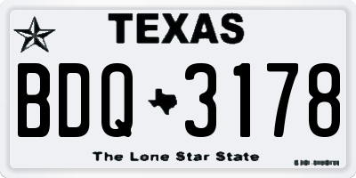 TX license plate BDQ3178