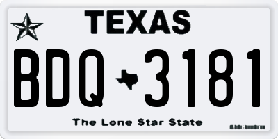 TX license plate BDQ3181