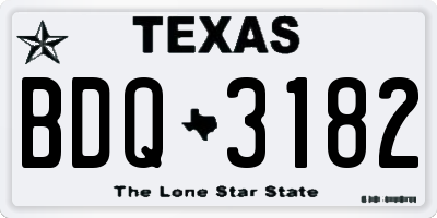 TX license plate BDQ3182