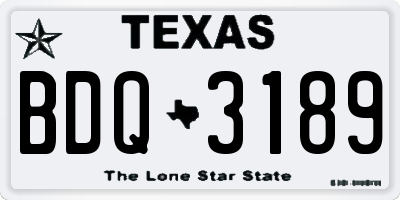 TX license plate BDQ3189