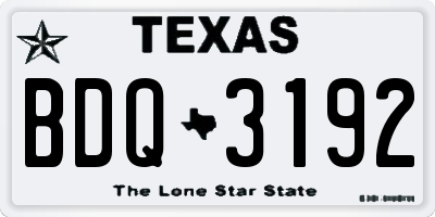 TX license plate BDQ3192