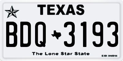 TX license plate BDQ3193