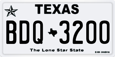 TX license plate BDQ3200