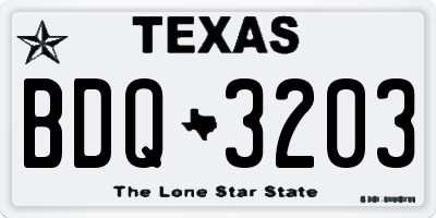 TX license plate BDQ3203