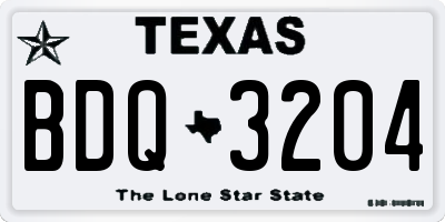 TX license plate BDQ3204