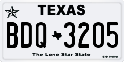 TX license plate BDQ3205