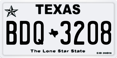 TX license plate BDQ3208