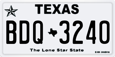 TX license plate BDQ3240