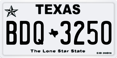 TX license plate BDQ3250