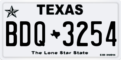 TX license plate BDQ3254