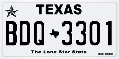 TX license plate BDQ3301