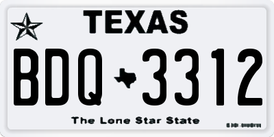 TX license plate BDQ3312