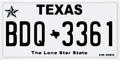 TX license plate BDQ3361