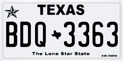 TX license plate BDQ3363