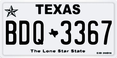 TX license plate BDQ3367