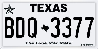 TX license plate BDQ3377