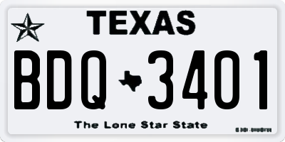 TX license plate BDQ3401