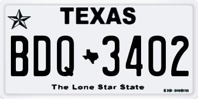 TX license plate BDQ3402