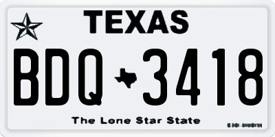 TX license plate BDQ3418