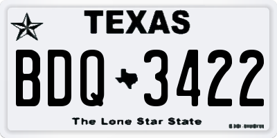TX license plate BDQ3422